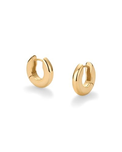 PAVOI 14K Gold Plated Chunky Huggie Earrings for Women, Small Hoop Earrings | Hypoallergenic Earrings with 925 Sterling Silver Posts, Trendy Ultra Thick Huggie Hoop Earrings - style: Chunky