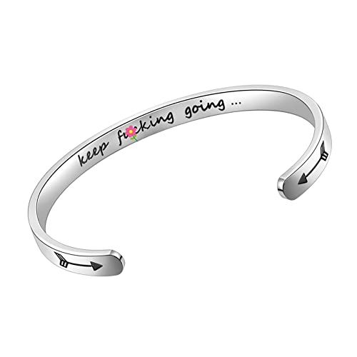 SAM & LORI Personal Bracelets for Teens/Women-Inspirational Jewelry Gifts (Various Designs) for Daughter/Sister/Mom/Friends-Adjustable Bracelet in a Pretty Gift Box - style: Keep F Going
