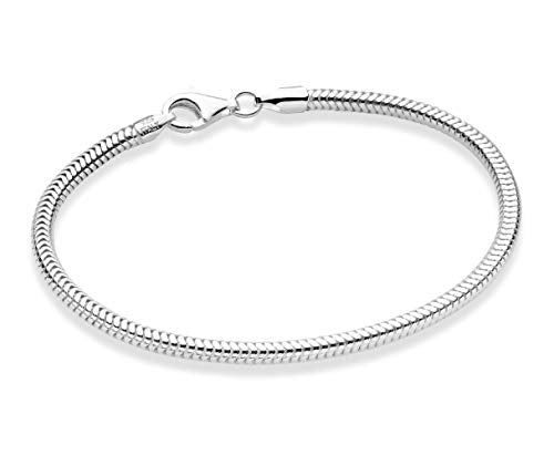 Miabella Italian Solid 3mm Snake Chain Bracelet for Women Men, Made in Italy | Fine Jewelry, Made in Italy - style: Length 8.5 Inches