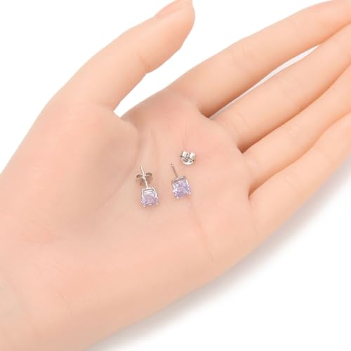 Adabele Authentic Sterling Silver Birthstone Stud Earrings 6mm 8mm Cubic Zirconia Imitation Diamond Gemstone Hypoallergenic Nickel Free Tarnish Resistant Women Fine Jewelry - color: June, size: 6mm/0.84 Carat