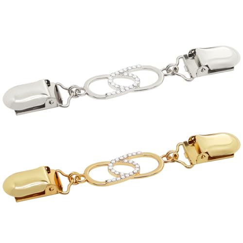 Frutain 2Pcs Cinch Clip Waist Cincher Clips for Women Dress Back Cinch & Shawl Cardigan Sweater Shirt Fasteners(GS) - style: Gs-rhinestone-8