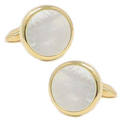 Mother Of Pearl Cufflinks With Box Men Classic White Stone Cuff Links Wedding Groom Gift - style: Round A