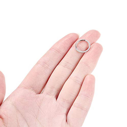 GAGABODY Septum Ring 16 Gauge Earrings Daith Jewelry Surgical Steel Hinged Nose Rings Nose Hoop Cartlidge Earring Hoop Helix Rook Piercing Jewelry - color: Style1:1pc Silver-Clear CZ