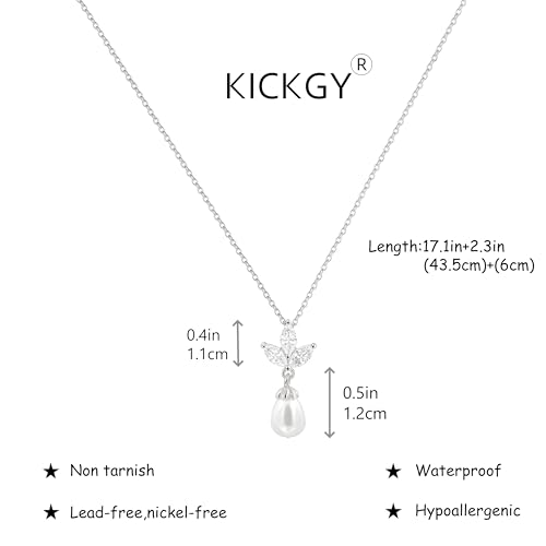 Pearl Necklaces for Women Trendy,Dainty Pearl Pendant Necklace | 14k Gold Plated Elegant Pearl Necklace,Simple Pearl Pendant,Dainty Gold Jewelry,Waterproof Summer Bridal Wedding Accessories - color: SILVER-12
