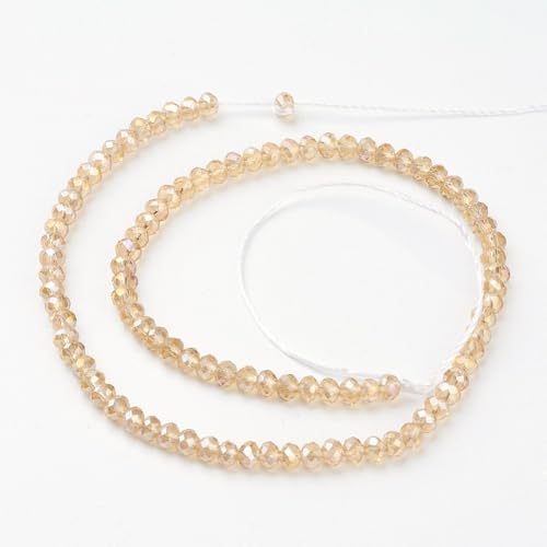 1110pcs Faceted Rondelle Glass Seed Beads 3x2mm Mini Crystal Loose Spacer Beads for DIY Friendship Bracelet Necklace Beading Craft Jewelry Making Ornament, Wheat - color: Wheat