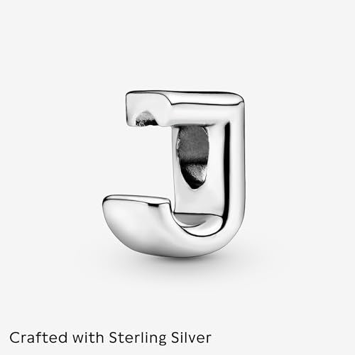 Pandora Alphabet Charm - Compatible Moments - Gift for Her - Made with Sterling Silver - with Gift Box - style: Letter J
