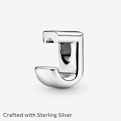Pandora Alphabet Charm - Compatible Moments - Gift for Her - Made with Sterling Silver - with Gift Box - style: Letter J