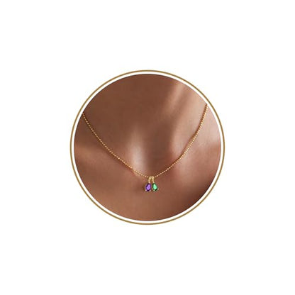 2026 Graduation Gifts Birthstone Necklace for Women Dainty Gold Necklace with 2 Birthstone Birthday Gift for Her Teen Girl Gift Trendy Stuff for Her Mom Daughter Girlfriend Friend Christmas Stocking Stuffers - color: 02-05 Feb & May, style: Water drop