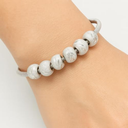 Sexy Sparkles Star Spacer Beads, 10-Piece Silver Tone Bead Set with 5.5mm Core, Fits European Style Snake Chain Charm Bracelets