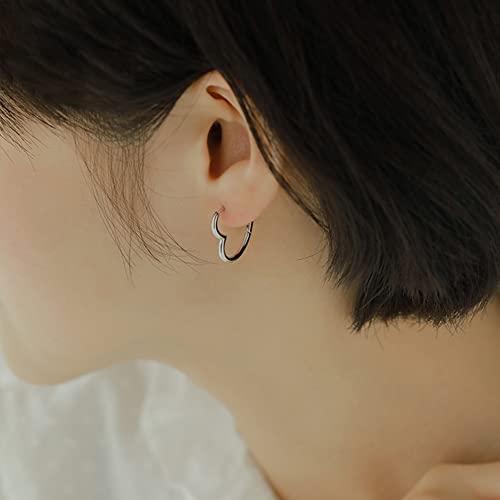3 Pairs Gold and Silver Heart Huggie Hoop Earrings for Women - color: Silver