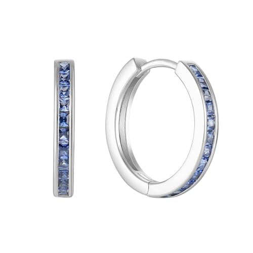 Starchenie Huggie Hoop Earrings for Women 925 Sterling Silver Princess Cut Birthstones Jewelry Gift - color: 12-Tanzanite-Dec