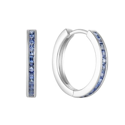 Starchenie Huggie Hoop Earrings for Women 925 Sterling Silver Princess Cut Birthstones Jewelry Gift - color: 12-Tanzanite-Dec