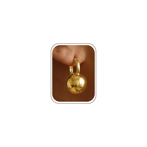 14k Gold Plated Ball Dangle Earrings for Women Sterling Silver Ball Drop Earrings Hypoallergenic Round Balls Hoop Earring Leverback Lightweight Earrings Fashion Jewelry - color: gold 2