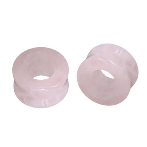 Hollow Rose Quartz Natural Stone Ear Plugs Gauges Tunnel Expanders Stretcher Saddle Double Flared Flesh Earrings for Women Men Fashion Piercings Body Jewelry Gift - size: 00g(10mm)