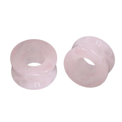 Hollow Rose Quartz Natural Stone Ear Plugs Gauges Tunnel Expanders Stretcher Saddle Double Flared Flesh Earrings for Women Men Fashion Piercings Body Jewelry Gift - size: 5/8"(16mm)