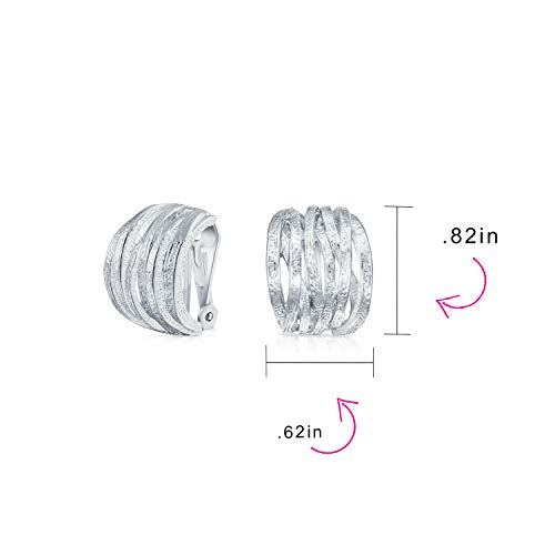 Bling Jewelry Casual Wide Criss Cross Clip On Earrings For Women Lightweight Non Pierced Ears Rhodium Plated Rose Yellow Gold Plated - color: Silver Tone