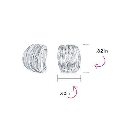 Bling Jewelry Casual Wide Criss Cross Clip On Earrings For Women Lightweight Non Pierced Ears Rhodium Plated Rose Yellow Gold Plated - color: Silver Tone