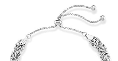 Miabella Italian 925 Sterling Silver, 18K Gold Plated Byzantine Bolo Bracelet for Women, Adjustable Bracelet, Handmade in Italy - style: sterling silver