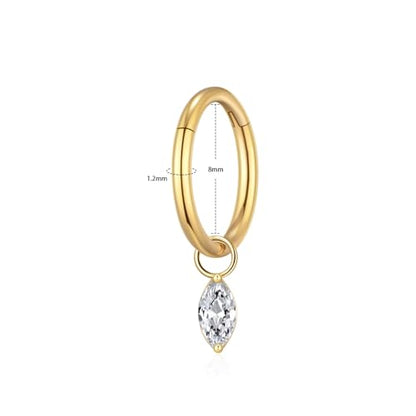 Ourania 16G Gold Stainless Steel Zircon Dangle Huggie Hoop Rook Piercing Helix Hoop Earring Tragus Hoop Cartilage Piercing for Women - color: Eyes Gold 2PCS, size: 1.2*8mm 2pcs