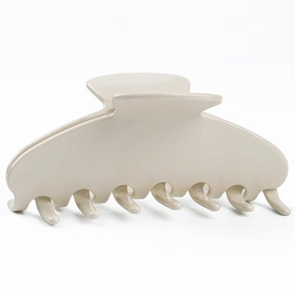 MAORULU Cute Claw Clip for Women – 4.3'' Large Acetate Hair Clips for Thick Thin Curly Long Hair, Durable Hair Clamps Non-slip Jaw Clip, Strong Hold, Stylish French Design (Cream White) - color: Cream White