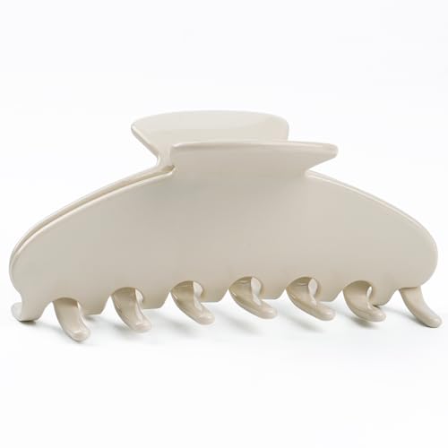 MAORULU Cute Claw Clip for Women – 4.3'' Large Acetate Hair Clips for Thick Thin Curly Long Hair, Durable Hair Clamps Non-slip Jaw Clip, Strong Hold, Stylish French Design (Cream White) - color: Cream White