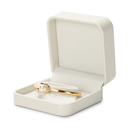 Oirlv Creamy White Bracelet Bangle Box | Creamy White Leather Exterior, Soft Interior Padding, Holds Bracelets Securely, Elegant Gift Presentation - color: Creamy-white, size: Bracelet Box