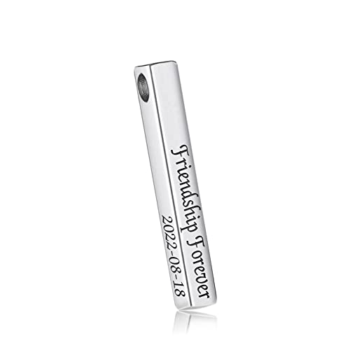 Personalized 3D Vertical Bar Necklace, Custom Necklace Engraved with Any Name Pendant Jewelry Mothers Day Gift - color: Single Bar-Hole Style