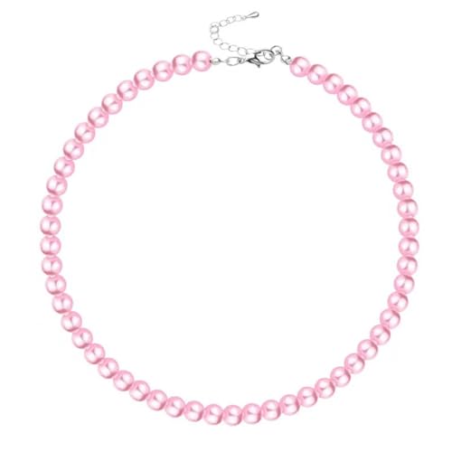 1920s Long Pearl Necklace Faux Pearls Necklace Imitation Beaded Long Pearls Necklace 1920s Gatsby Costume Jewelry - color: pink B