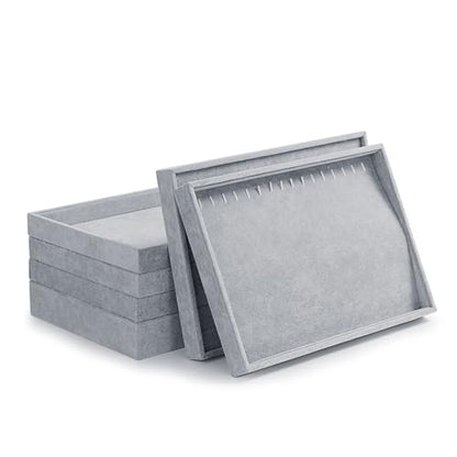 Oirlv Velvet Stackable Jewelry Trays Grids Rings Earrings Bracelet Watch Showcase Display Tray - size: 1 Grid Tray