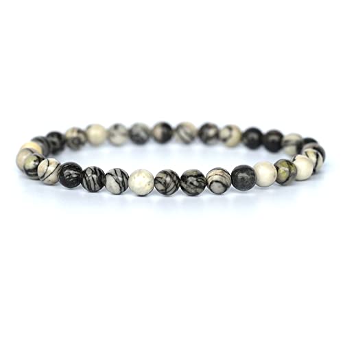 Angelstones Gemstones 6mm Round Beads Healing Crystal Bracelet for women | Natural Gemstone, Handmade Gifts for Women, Healing Crystal Round Beaded Stretch Bracelets, Unisex Jewelry for Women and Men - color: Picasso Jasper