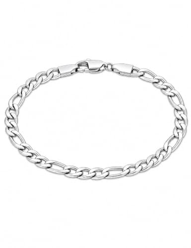 Fiusem Figaro Link Mens Bracelet | 5/7/8mm Stainless Steel Link Chain Bracelets for Men, 6.7"/7.5"/8.3"/9.0" Length - color: 8mm width-steel, size: 6.7 inches