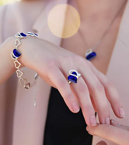 Leafael Infinity Love Women's Adjustable Crystal Heart Ring with Birthstone Crystals Healing Stones, Jewelry Gifts for Women, Birthdays Valentine's Day, Silver-Tone, Open End, Size 6.5-8 - color: 10c-September-Wisdom-Sapphire Blue