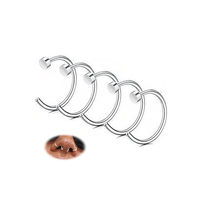 18G 20G 22G Nose Rings Hoops for Women Nose Piercing - Hypoallergenic 316L Stainless Steel Hoop Nose Rings Piercing Jewelry 5PCS Gold Silver Black Tone - color: Silver Plated
