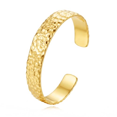 12mm/14mm Width 14K Gold Plated Bangle Bracelet for Women Men - color: Yellow-Style 2