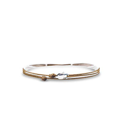 Made by Nami Surfer Anklet with Snap Hook Clasp Waterproof & Adjustable Thin String Ankle Bracelets for Women and Men Handmade Jewelry for Beach and Music Festival Accessories - color: Coyote Brown Silver