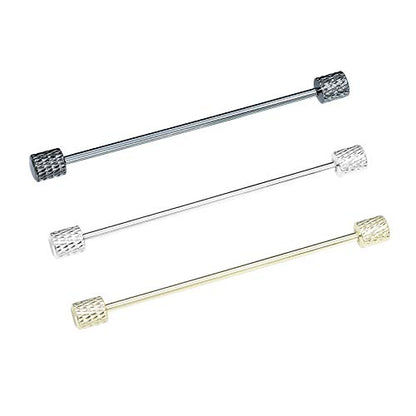 3PCS Men's Classic Brass Shirt Collar Bar Tie Pins Set for Wedding Business with Gift Box - color: Veins Column Head
