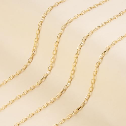 Jabogrii 10 Meters Gold Soldered Jewelry Making Chain Paperclip Brass Chain | Bulk Necklace Bracelet DIY Craft Chain for Jewelry Making - color: Small Paperclip Gold