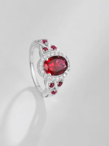 2-3 Carat Oval Engagement Ring 925 Silver Celtic Knot Birthstone Rings for Women Hypoallergenic Amehtyst/Aquamarine/Emerald/Ruby/Sapphire Cocktail Rings Jewelry Size 6-10 - color: A. Ruby