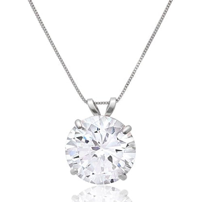 MAX + STONE 14k Gold 8mm Round Solitaire Cubic Zirconia Pendant Necklace for Women with 18 Inch Box Chain - size: 10 MM
