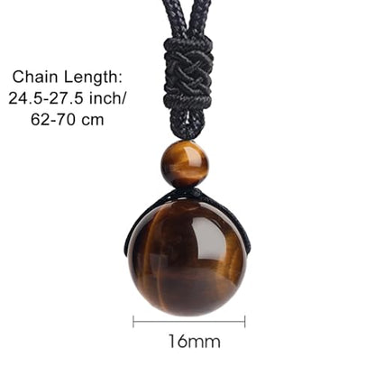 Anjiucc Natural Gemstone Healing Crystals Necklace, Adjustable Chakra Beads Pendant for Women Men, Protection, Energy Balance - color: Tiger's Eye