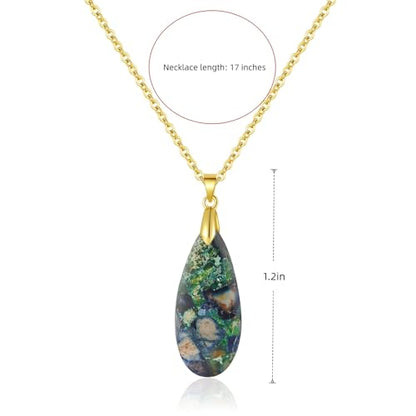Inspirational Gifts Healing Gold Pendant Gold Necklaces for Women，Get Well Soon Encouragement Gifts for Women Friends Sister Mom, Natural stone Pendant Healing boho Friendship Jewelry for women - color: Green Blue - Gold