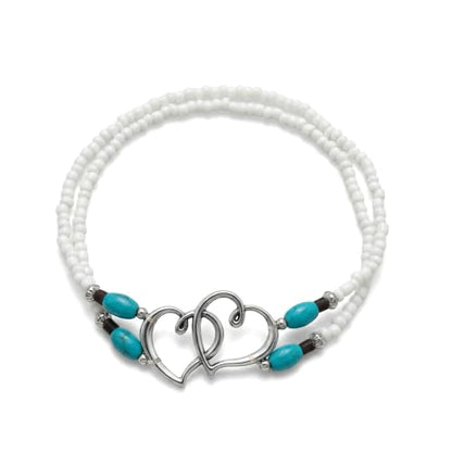 Ankle Bracelets for Women Waterproof Elastic Anklets | Boho Layered Beaded Ankle Bracelet Double Heart Colorful Anklet Summer Beach Jewelry Accessories - style: White Style