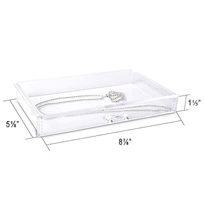 Extra Large Acrylic Jewelry Box for Women 5 Layers Clear Jewelry Organizer Velvet Earring Box with 5 Drawers Rings Display Case Necklaces Holder Tray for Women Girls (Black) | Jewelry Storage for Rings Earrings Bracelets,Dustproof,Velvet Lining,Transparen