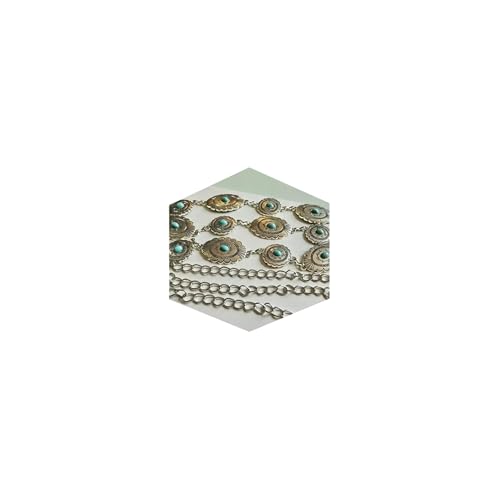 Longita Silver Gold Chain Belt Chain Belt for Women Fashion Plus Size Gold Waist Chains Metal Turquoise Sun Coin Waist Belts Chains Layered Trendy Belly Belts for Women Dress Vintage Accessories - color: E - Round with Turquoise - silver