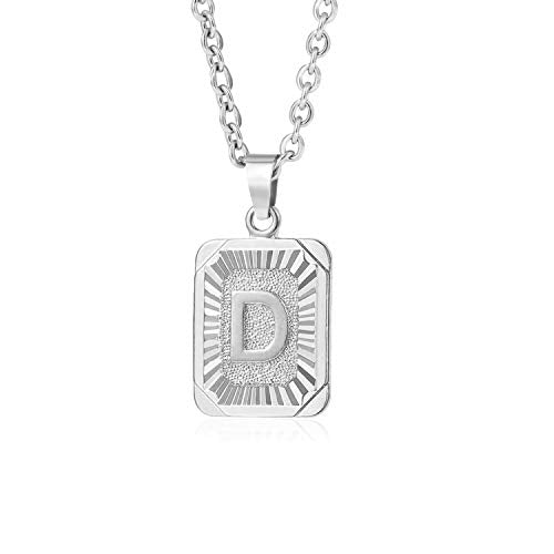Glimmerst Initial Pendant Necklace 18K Gold Plated Stainless Steel Letter Necklace Personalizd Name Necklace for Women - style: Silver D