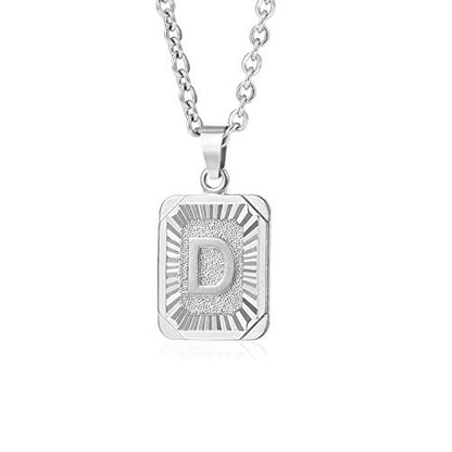 Glimmerst Initial Pendant Necklace 18K Gold Plated Stainless Steel Letter Necklace Personalizd Name Necklace for Women - style: Silver D