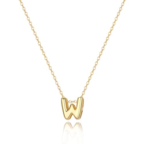 Initial Necklaces for Women Bubble Gold Silver Letter Necklace Dainty Personalized Charm Pendant Name Necklace Cute Non Tarnish Fashion Accessories Teen Gift Trendy Stuff Jewelry Gifts - color: Gold, style: W