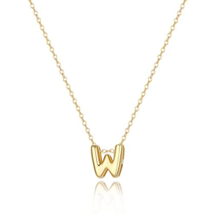 Initial Necklaces for Women Bubble Gold Silver Letter Necklace Dainty Personalized Charm Pendant Name Necklace Cute Non Tarnish Fashion Accessories Teen Gift Trendy Stuff Jewelry Gifts - color: Gold, style: W