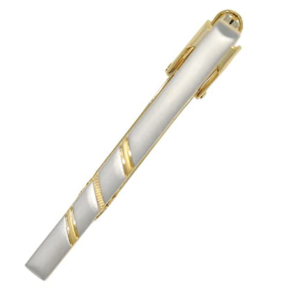 Classic Silver And Gold Bi-tone Plating Tie Clips With Gift Box Men Fashion Tie bar - style: Stripe BS
