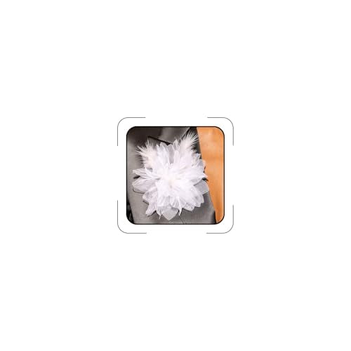 Dainty Large Flower Feather Brooch Pin for Women Oversized Floral Lapel Pins Ostrich Feathers Brooch Elegant Shawl Dress Suit Ceremony Clothes Accessories Wedding Dance Banquet Outfits Accessories - color: White